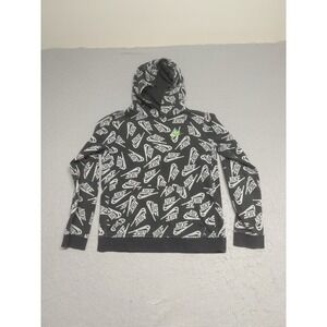 Nike Logo Patterned Gray Hoodie Sweatshirt Youth Size XL